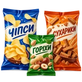 Пакеты для чипсов, орехов и сухариков